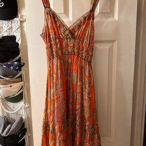 Free People Orange Paisley Maxi Dress